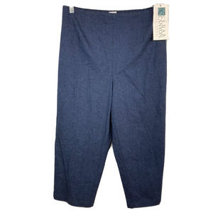 NWT Cedar Canyon Pants Womens L Blue Linen Cotton Chambray Pull On Capri Stretch